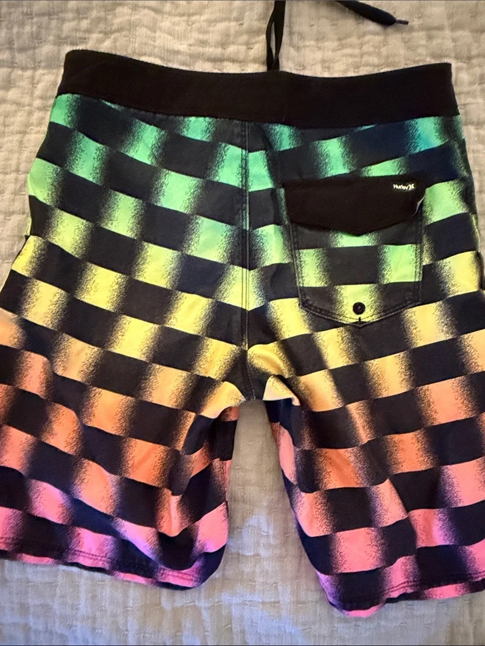 Hurley Black Rainbow Gradient Checkerboard Boardshorts